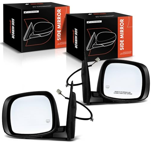 A-Premium Pair (2) Driver and Passenger Side Power Door Mirror(6 hole 5 prong) - Compatible with Dodge Grand Caravan & Chrysler Town & Country - Heated Manual Folding Black Outside Rear View Mirror