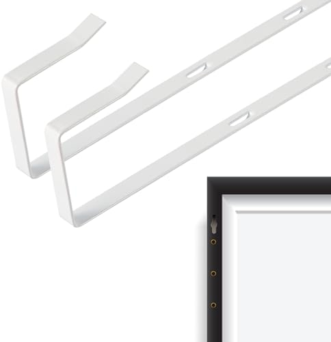 PEUTIER 2 Pezzi Ganci per Specchio Sopra la Porta, Regolabili 5 Fori Gancio per Specchio Supporto Staffa per Appendere Specchio in Metallo Profondità Porta 4,57cm Portata 9,07kg (Bianco)