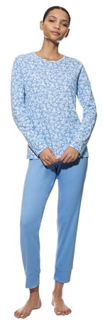 Mey Damen Schlafanzug 2-teilig Serie Flower Meadow | Legere Passform, Rundhalsausschnitt, Oberteil mit floralem Print, 7/8-Hose uni, Gr. 38-48
