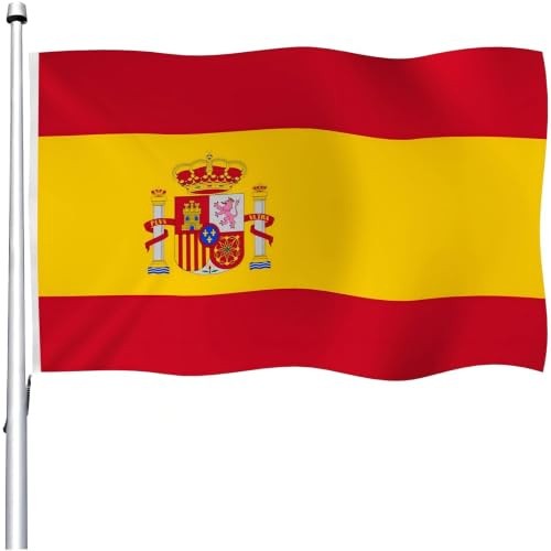 Aoihrraan Bandera Española 180x300cm Doble Cara Brillante Celebración Al Aire Libre De España Agotada En Una Bandera Decorada Con 8 Anillos Fuertes En El Porche