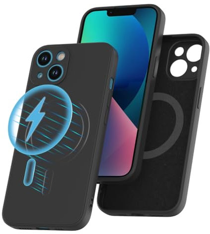 Garegce Magnetic Case for iPhone 13 Compatible with MagSafe, Shockproof Liquid Silicone Cover, Camera Protection, Ultra Thin Scratch Resistant Soft Case for iPhone 13 – 6.1 Inches, Black