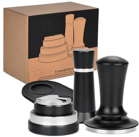 51mm Kaffeetamper Set, Kaffeetamping-Set inkl. 51mm Kaffee-Tamper mit Base, Coffee Leveler Verteiler, Wdt Tool, Kaffee Distributor, Tamping Matte aus rutschfestem Silikon für Espresso Barista-Werkzeug