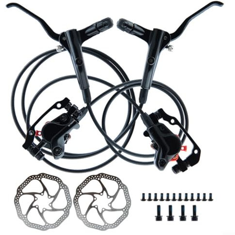 For NFOX Bike Hydraulic Disc Brake Set Dual Piston Aluminum Alloy Black, Pre-Filled with Lever Set, Accessories Bicycle Disk brake(left rear right front)
