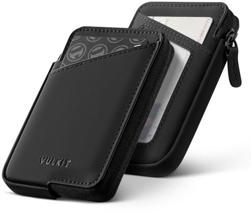 VULKIT Kreditkartenetui RFID-blockierendes Kartenetui aus Leder mit Reißverschluss Schmales Minimalistisches Kartenetui, für bis zu 10 Karten und Gefaltete Geldscheine