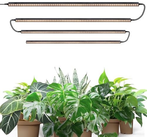 Barrina T5 3FT Grow Lights for Indoor Plants Full Spectrum, Yellow LED Grow Lamp with Black Cover, Grow Light Strip, 64W(4 x 16W), Under Cabinet Grow Light, Plug and Play, Linkable, 4 Packs