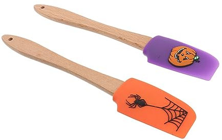2 Halloween Orange Stück-pack, mit Holzgriff, Silikonschaber