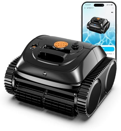 WYBOT C1 Robot Piscine Fond et Parois 150 Min Aspirateur Piscine avec Planification Intelligente des itinéraires, Nettoyage entièrement Automatique du Sol, 150m² Nettoyage Rapide(Noir)