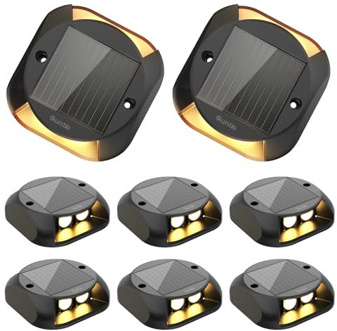 Quntis 8 Pezzi Luci Solari da Esterno per Giardino Vialetto Calda Bianca, Faretto Segnapasso LED Esterno Solare Impermeabilità IP65, Lampade Solari per Sentieri Scale Marciapiede Passaggi