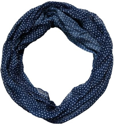 beybey® zarter Damen Loop Schal aus einem sehr feinen Material aus Seide und Baumwolle und in exkluisve Farben. (Punkte marine)