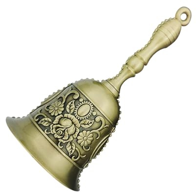 Sionhiuo Campanello a mano, campanello,Campanello da comodino in metallo retrò in rilievo - Campanello di chiamata manuale in ottone forte, estetico e di lusso, per la scuola, la chiesa, i