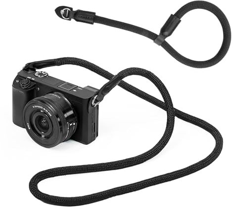 2 Pcs Tracolla per Fotocamera Effetto Corda 100cm, 30cm Cinghia Macchina da Polso per Fotografica, Robusto Tracolla Fotocamera, Addensamento Tracolla Macchina Fotografica per Canon Sony Fuji DSLR,Nero