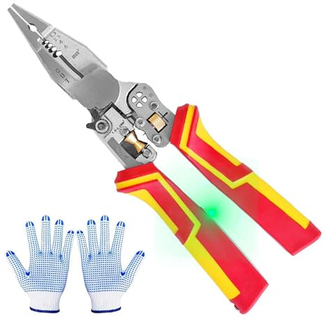 9 in 1 Wire Stripper with Voltage Tester, Multifunctional Wire Stripper with Current Measuring Function, Stripping Tool, Wire Stripper Pliers, Precision Pliers, Voltage Tester Pliers for Cutting and