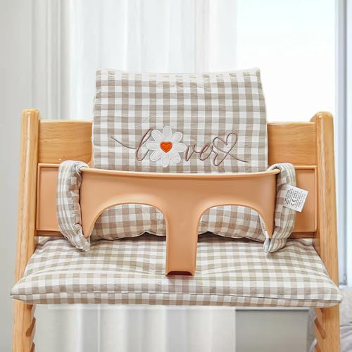 LEKEFETO Sitzkissen für Stokke Tripp Trapp Hochstuhl: Rutschfest Hochstuhl Sitzkissen Set, Laminierte Beschichtung, Bio-Baumwolle Baby Sitzkissen, Maschinenwaschbar, Einfach Befestigung, Gänseblümchen