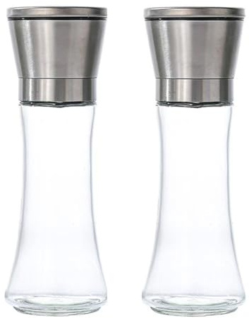 Salz und Pfeffermühle Gewürzmühle 2er Set mit einstellbarem Keramikmahlwerk - Pfeffermühle Edelstahl Salzmühle Pfeffermühle Salz Pfeffer Mühle (190 ml)