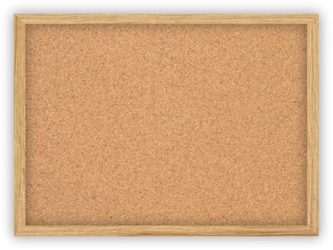CLAMARO 'Memo' Pinnwand Kork 80 x 40 mit Rahmen | Eiche Catania | Korkwand mit MDF-Holz Bilderrahmen und Metall Aufhängern (Qerformat & Hochformat) | Inkl. 10 Reißzwecken