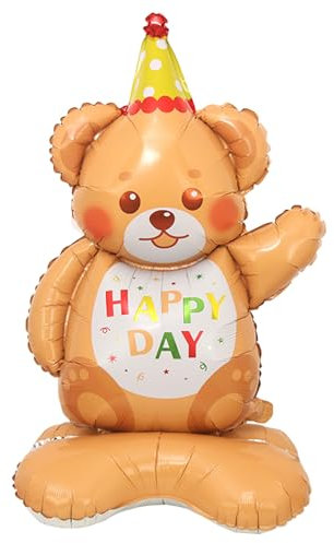 DazzJoy Happy Birthday Ballon Bär Stehend, XXL Luftballon Tiere Ballons Bär, Folienballon Tiere Bär Geburtstag Deko, Luftballons Tiere Bären für Kindergeburtstag Deko Junge Mädchen, Babyparty Deko