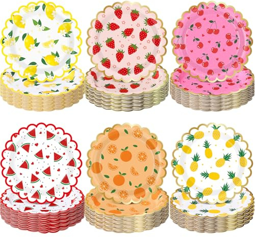 Funnymoom Lot de 60 assiettes jetables en carton de 17,8 cm pour fête d'anniversaire, mariage, anniversaire, fête prénatale, thé