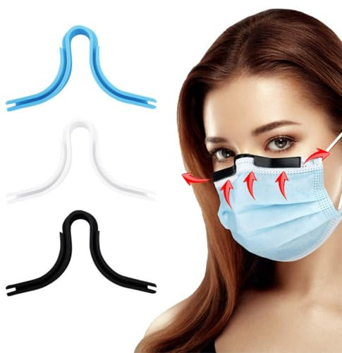 XFSRG 3 Pièces Pince-Nez Anti-buée, Pont de Nez pour Couverture faciale, Pont de Nez Anti-buée en Silicone réutilisable (Noir + Blanc + Bleu)