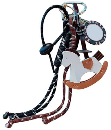 KEXIAO Portachiavi in corda intrecciata con ciondolo a forma di cavallo, in pelle, per borse, accessori per telefono e borse