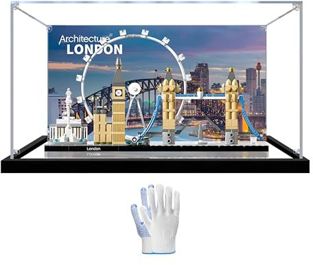 Acryl-Vitrine für L-e*g-o 21034 Architecture Series London Modell, Displaybox, staubdichte Box, transparente Box, Geschenk (kein Modell) (anpassbarer Hintergrund)
