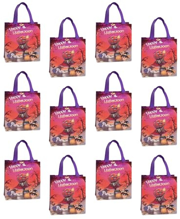 GAJUS 12PCS Papiertüten, Halloween-Papiertüten (18+8x24), Halloween-Süßigkeitentüten, Kürbistüten, Süßigkeitentüten, Süßigkeitentüten