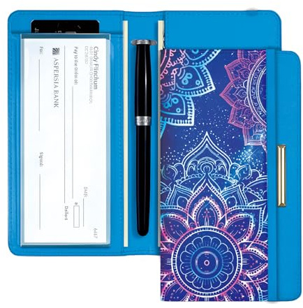 UNICRAFTALE Portefeuille pour Chéquier Bloquant RFID pour Hommes Et Femmes | Avec Porte-Crayon Diviseur En Plastique Transparent Similicuir Multifonction Pour Doubles Chèques Pochette Pour Chequier