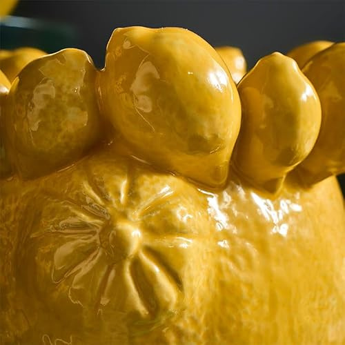 Cache-Pot Citron céramique Jaune 24x24x19cm