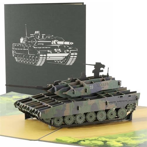 BWuM Pop-up Klappkarte 3D Design Militär BW Schiff Panzer Karte Geburtstagskarte (Panzer)