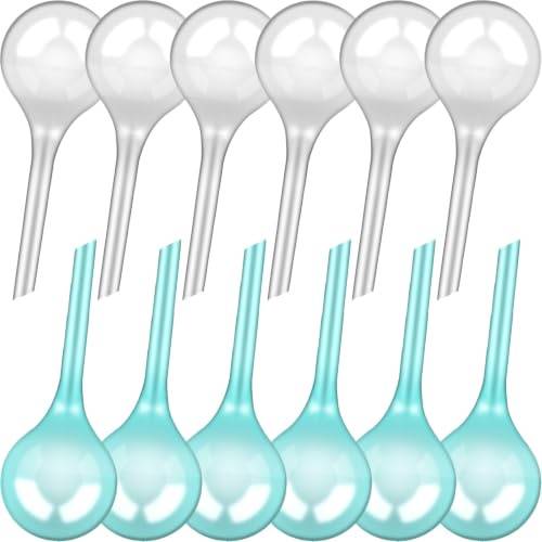 EUZLABBY 12 Boules d'Arrosage Automatique – Billes d'Irrigation 13x5 cm | PVC Transparent & Bleu, Arrosage 4-7 Jours pour Vacances – Idéal Plantes d'Intérieur, Cactus & Balcon