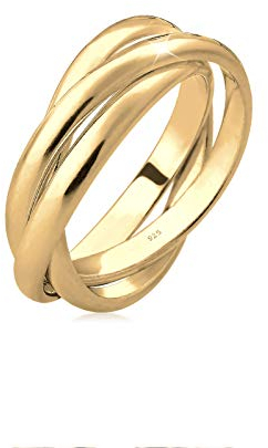 Elli Ring Damen Trio Wickel Basic in 925 Sterling Silber Vergoldet