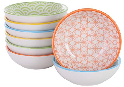 vancasso Natsuki Juego de Tazones de Porcelana, Cuencos de Aperitivo/Salsa, 8 piezas, Tazones de merienda de 8,8 cm