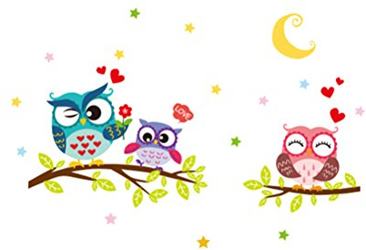 WINOMO Eule Wandtattoo Kinderzimmer Deko Aufkleber Eulen Wandaufkleber Kinderzimmer Babyzimmer Schlafzimmer Wanddeko Selbstklebend Wandtattoo, 40x30cm