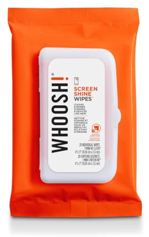 WHOOSH! Screen Shine - Disposable Anti-microbes Wipes, Suitable for Every Screen, Eliminate Dirt, Dust, Moths and Stains, Certified Non-toxic Product, Cleaning and Hygiene - 20 Pieces + 1 Cloth