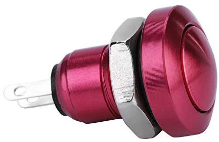 Bouton Poussoir 12V, Interrupteur à Bouton-Poussoir 1A 24V Mini Shell en Alliage de Zinc-Aluminium Etanche Commutateur Momentané Adapté aux Trous de Montage de 8mm(Rouge)