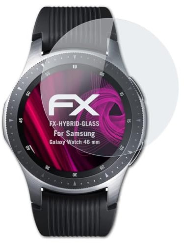 atFoliX Glasfolie kompatibel mit Samsung Galaxy Watch 46 mm Panzerfolie, 9H Hybrid-Glass FX Schutzpanzer Folie