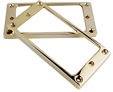 Guyker Flat Metal Humbucker Pickup Mounting Ring Set - Bridge Neck Pickups Cover Frame Replacement Part for Electric Guitar or Precision Bass(2PCS, Golden)