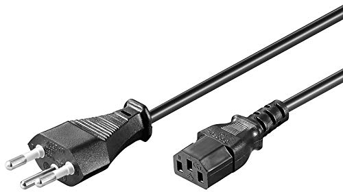 PremiumCord Netzkabel 230V 2m, Stromkabel mit Schweiz Stecker auf Kaltgerätebuchse C13, IEC 320, PC Netzkabel 3 Polig, Farbe schwarz