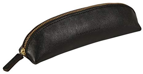 Clairefontaine 102512C Schlampermäppchen (Flying Spirit aus Leder, trapezförmig, 18 x 4,5 x 5,5cm) 1 Stück schwarz