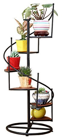 YFF-Flower Stand Mehrschichtiges Blumenregal 6/8 Tiers drehen Leiter Blumen Racks mit Holz und Eisen Metall - Garten Treppen Blumentöpfe Halter Indoor Storage Ecke Regal für Wohnzimmer/Balkon