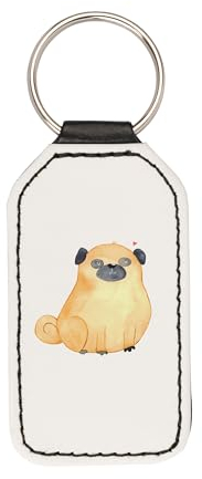 Mr. & Mrs. Panda Rechteckig Schlüsselanhänger Mops - Geschenk, Vierbeiner, Glücksbringer, Liebe, Taschenanhänger, Hundemama, knuffig, Hund,
