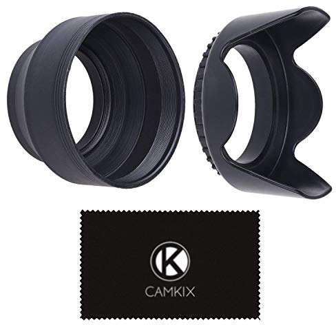 2 Kamera Objektiv Sonnenblenden + 1 Objektivkappe - Gummi (Zusammenklappbar) + Tulpe Blume - Reduziert Objektiv Flare und Blendung - Blöcke überschüssiges Sonnenlicht für verbesserte Fotografie/Video