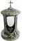 Stilvolle Grablaterne Anthrazit mit Kreuz Granit Olive Höhe 27 cm/Ø 15 cm Grableuchte Grablicht Grablampe Granitlampe Granitlaterne Bronze mit Sockel Grabschmuck
