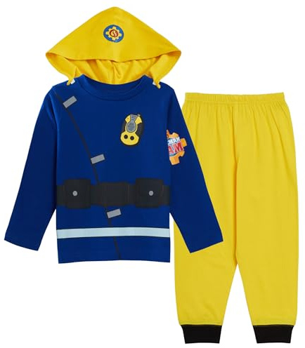 Fireman Sam Jungen Schlafanzug, Motiv Feuerwehrmann Sam, für Kinder, mit langen Armen und Beinen