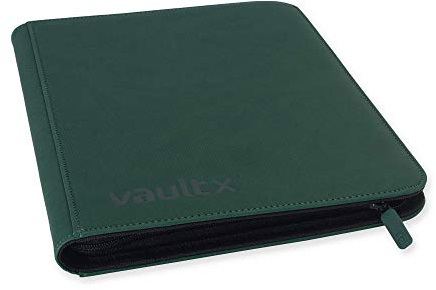 Vault X 9-Taschen-Trading-Kartenordner mit Reißverschluss, 360 Karten, Premium Exo-Tec-Albummaterial, 20 seitlich ladbare Seiten, Sammelordner für Sammelkartenspiele, Sportkarten, TCG (Grün)