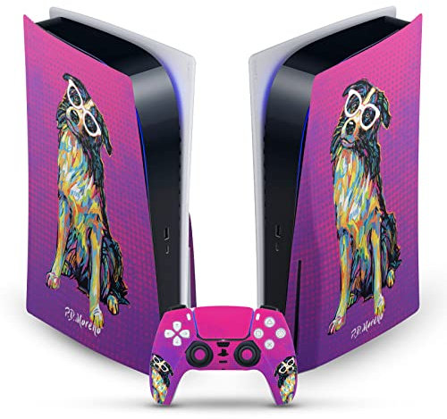 Head Case Designs Offizielle P.D. Moreno Border Collie Tiere II Vinyl Frontplatte Haut Gaming Aufkleber kompatibel mit Sony PlayStation 5 PS5 Disc Edition Console & DualSense Controller
