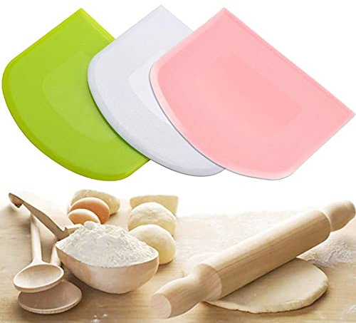 Qenovo® 3 Stück Teigkarte Silikon,BPA-Freie Lebensmittelqualität PE-Kunststoff Flexibel Teigschneider,Brot backen zubehör zum Schneiden von Brotteig.