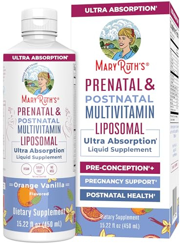 MaryRuth’s Prenatal & Postnatal Multivitamin Liposomal | Sugar Free | Formulated for Pre-Conception, Pregnancy & Nursing | Prenatal Vitamins for Women | Vegan | Non-GMO | Gluten Free | 30 Servings
