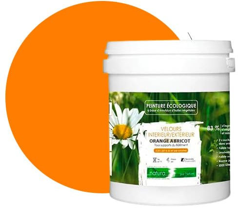 BOX DECO COULEURS Peinture naturelle écologique intérieur extérieur aspect velours Natura - 1L, Orange Abricot