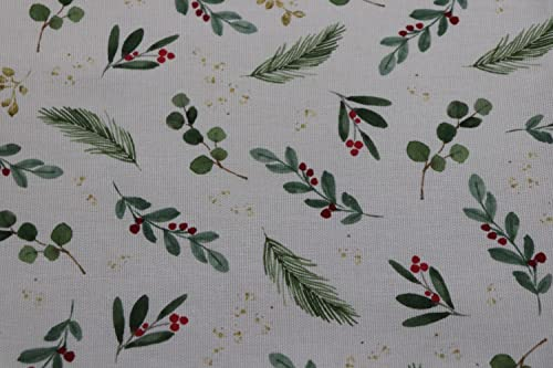 Sander Tischläufer Tischband Greens Gold Weihnachten 50 x 140cm Artikel 92369 Fb. 40 100% Baumwolle Ilex grün rot creme weiß zweige