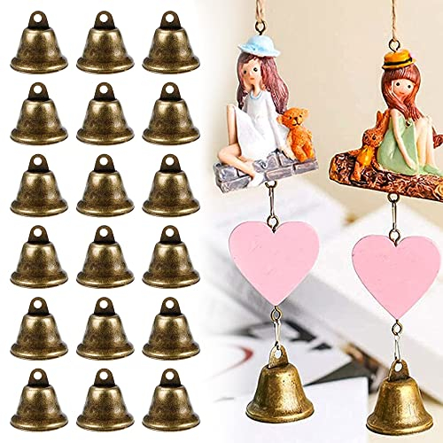 CODIRATO 35 Stück Vintage Kleine Glocke Bronze Mini Glocke Messing Glocke zum Basteln Metall Glöckchen Kleine Weihnachten Glocken Mini Deko Glocke für Wind Glockenspiel Weihnachtsbaum Anhänger